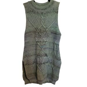 Pilcro Anthropologie Teal Blue Green Cable Knit Tunic Sweater Vest Small
